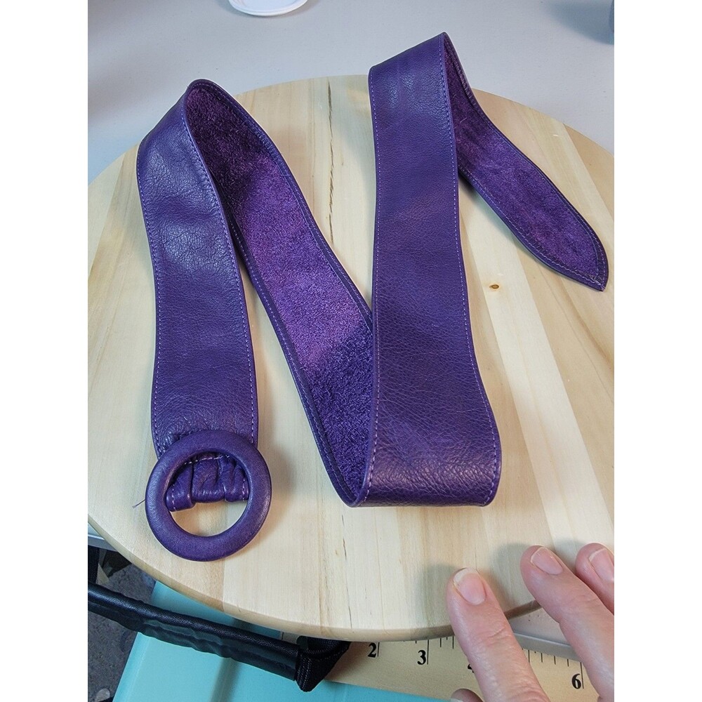 Cuoiofficina Firenze Purple Women’s Wide Waist Belt Round Buckle Adjustable - Picture 11 of 16